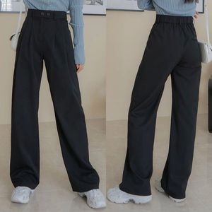 DAZY | Solid Black Straight Leg Trousers